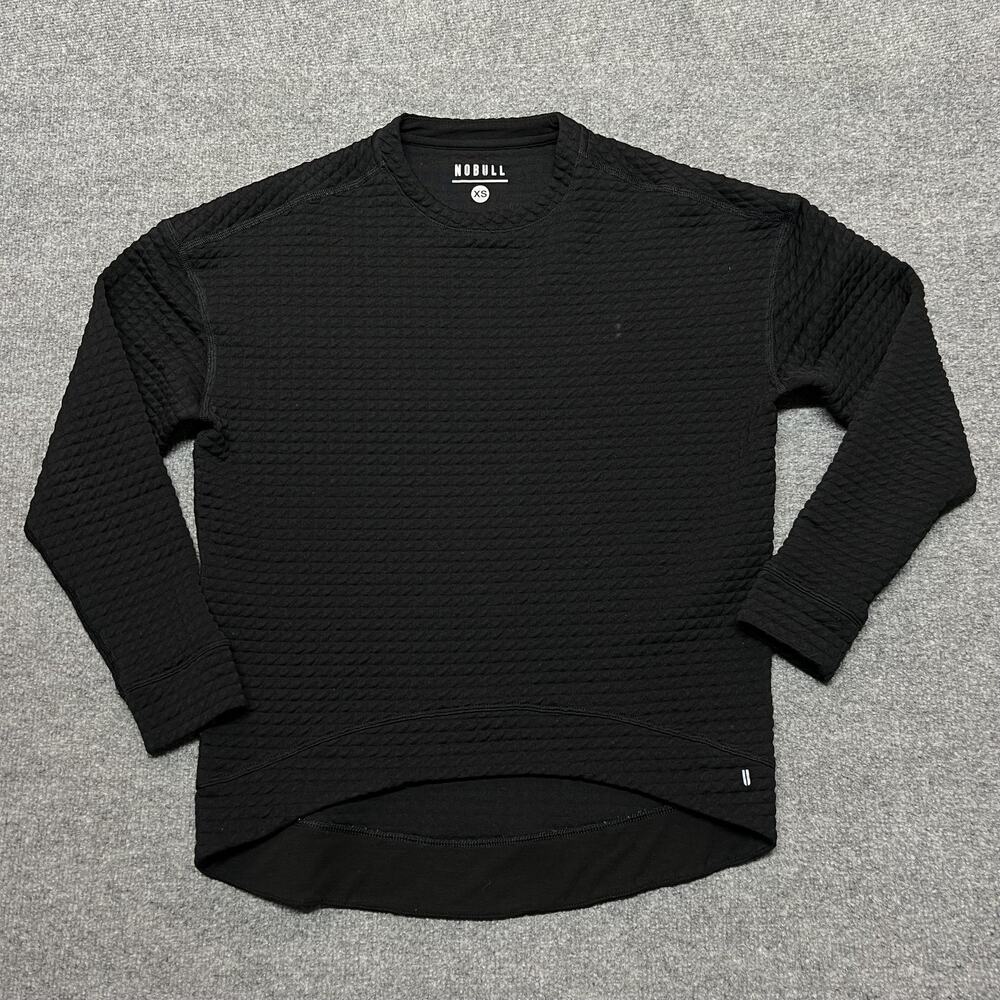 NOBULL Shirt Mens XS Black Long Sleeve Waffle Knit Performance Training Top